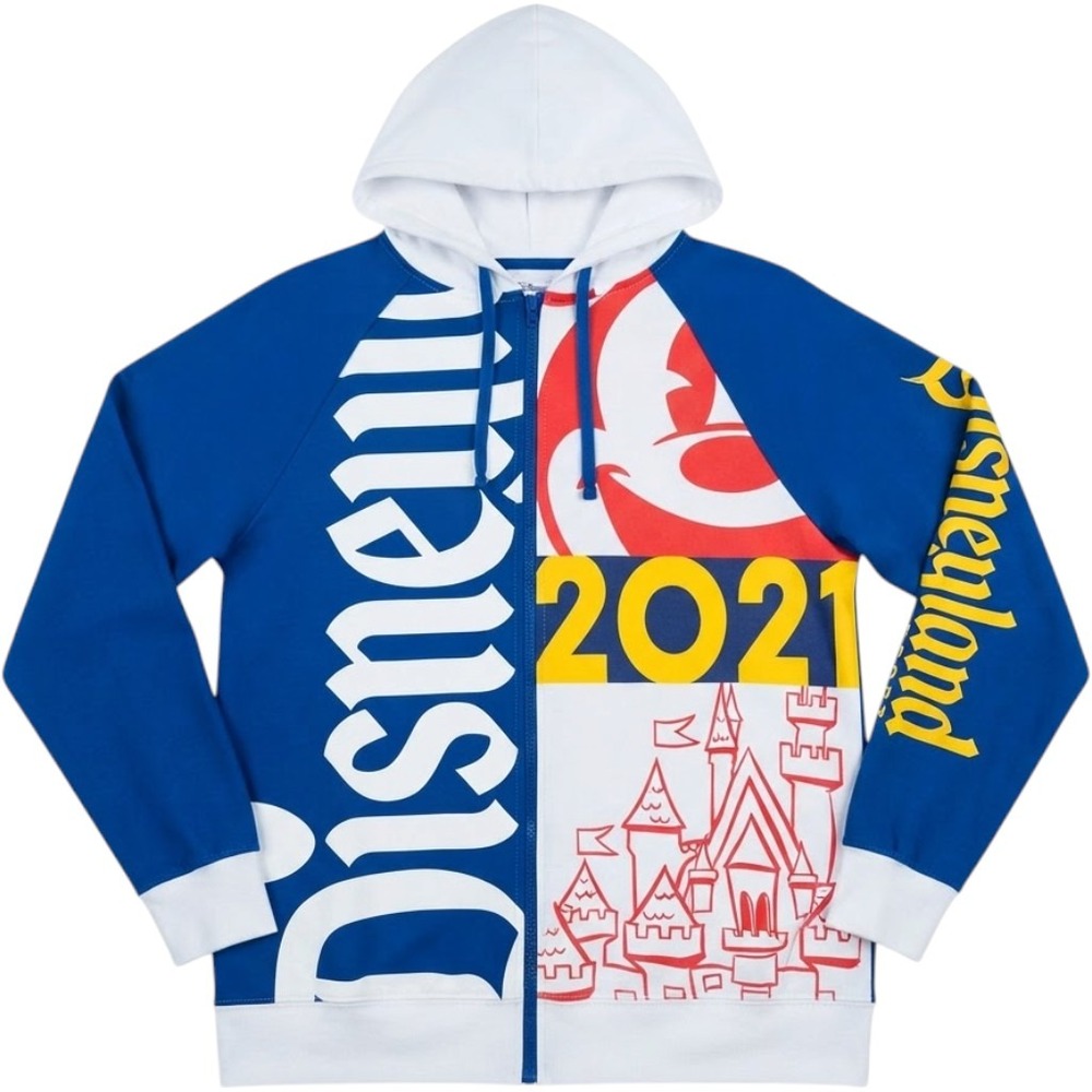 Disney Parks Disneyland Resort 2021 Colorblock Zip Up Hoodie Size Large Mickey